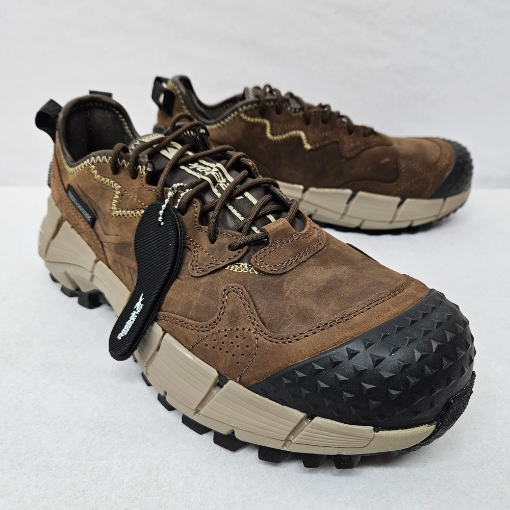 Reebok‎ Men's Zig Kinetica Edge II Work Safety Shoes RB3020 Brown Leather Sz 8.5